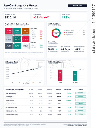 Logistics Company Quarterly Performance Report Dashboard with Financial Data Charts Logistics Company Quarterly Performance Report Dashboard with Financial Data Charts 141599127