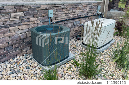 Residential HVAC Air Conditioner and Generator Residential HVAC Air Conditioner and Generator 141599133