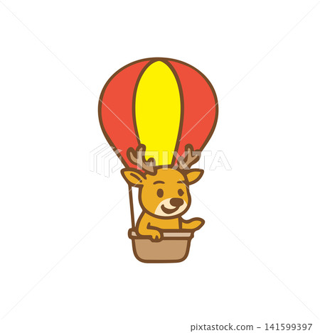 cute deer riding a hot air balloon cute deer riding a hot air balloon 141599397