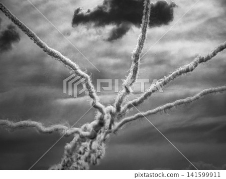 Abstract smoke trails of the Blue Impulse Abstract smoke trails of the Blue Impulse 141599911