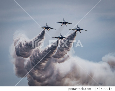 Blue Impulse formation flight and smoke trails Blue Impulse formation flight and smoke trails 141599912