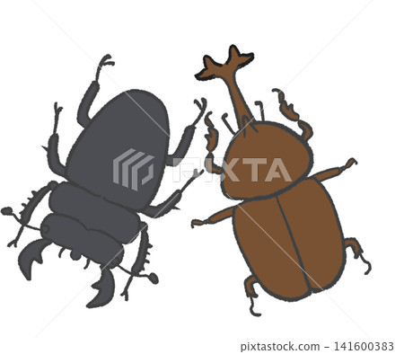 Simple illustrations of rhinoceros beetles and stag beetles Simple illustrations of rhinoceros beetles and stag beetles 141600383