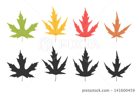 Maple Leaf Shapes With Silhouette Set 141600459