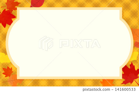 Frame 1 with autumn leaves and yellow checkered background (horizontal) Frame 1 with autumn leaves and yellow checkered background (horizontal) 141600533