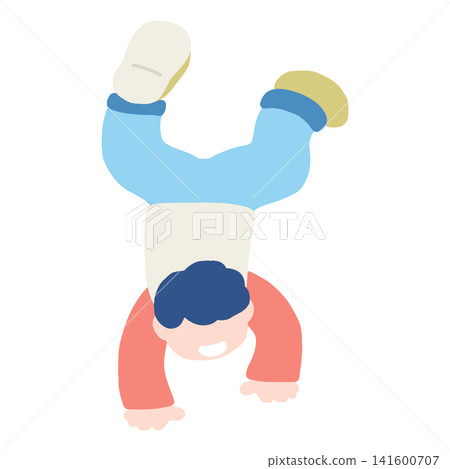 一幅描繪孩子快樂跳舞的平面插畫。 一幅描繪孩子快樂跳舞的平面插畫。 141600707