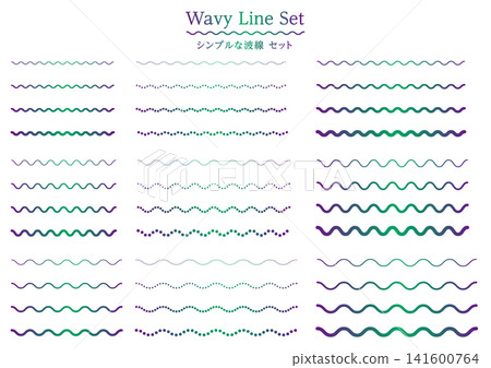 Wavy line set, wavy, curved, gradient, decorative border, simple, dot, wave, purple, green Wavy line set, wavy, curved, gradient, decorative border, simple, dot, wave, purple, green 141600764