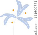 Soft blue lily flower with green stem, delicate bloom beauty floral for spring theme element decoration 141600771