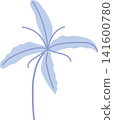 blue lily flower with green stem, delicate bloom beauty floral for spring theme element decoration 141600780