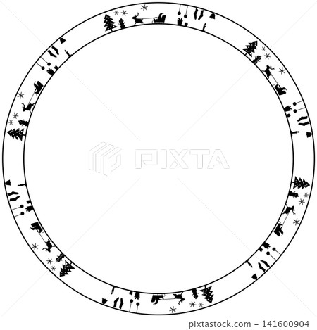 Christmas silhouette monochrome background frame (circular) Christmas silhouette monochrome background frame (circular) 141600904