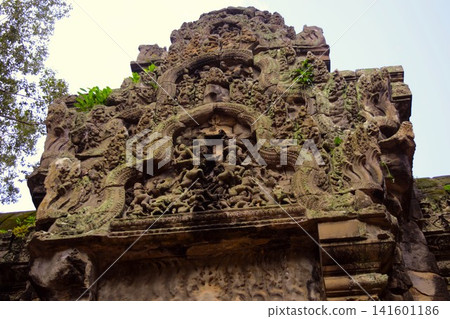 Stone reliefs remaining at Thommanon Temple in Cambodia Stone reliefs remaining at Thommanon Temple in Cambodia 141601186