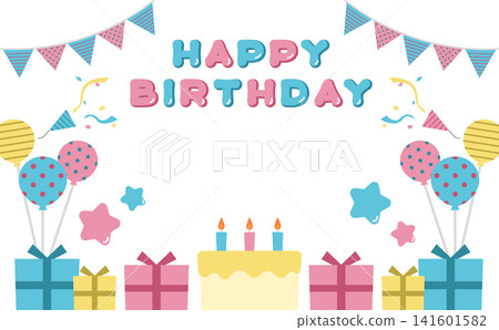 扁平化插畫:生日快樂氣球邊框 扁平化插畫:生日快樂氣球邊框 141601582