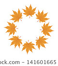 Golden maple leaves circular frame isolated on white background 141601665