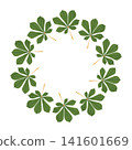 Green chestnut leaves circular frame on white background 141601669