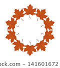 Terracotta maple leaves circular frame on white background 141601672