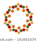 Colorful aspen leaves circular frame on white background 141601674