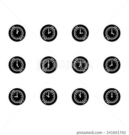 clock, time and watch icon set design. perfect for logo, presentation, book, application, background and more product. icon set design solid style clock, time and watch icon set design. perfect for logo, presentation, book, application, background and more product. icon set design solid style 141601702