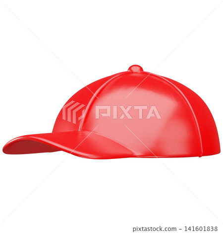 Red baseball cap 3D cartoon plastic style vector icon, realistic sports hat, summer headdress, cap with visor isolated Red baseball cap 3D cartoon plastic style vector icon, realistic sports hat, summer headdress, cap with visor isolated 141601838