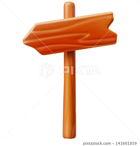 A 3D wooden, textured signpost pointing left on a pole. A 3D wooden, textured signpost pointing left on a pole. 141601859