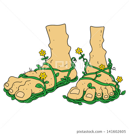 Feet Entwined with Vines and Flowers Feet Entwined with Vines and Flowers 141602605
