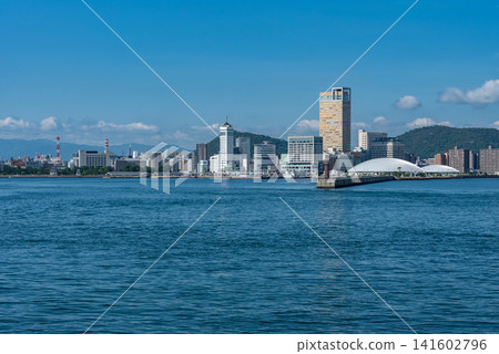 Kagawa Prefecture: Waterfront view of Takamatsu City from the sea Kagawa Prefecture: Waterfront view of Takamatsu City from the sea 141602796