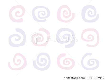 Hand-drawn swirling shape set (pink and purple) Hand-drawn swirling shape set (pink and purple) 141602942