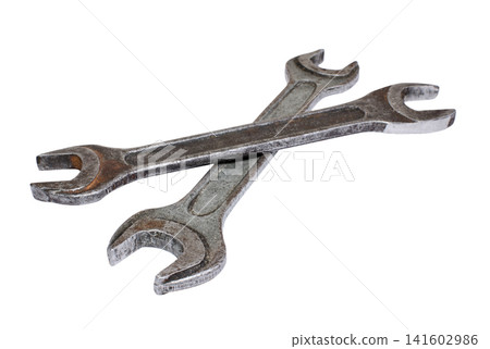 Old spanners isolated on a white background Old spanners isolated on a white background 141602986