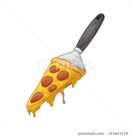 Illustration of Pepperoni Pizza Slice on Server Illustration of Pepperoni Pizza Slice on Server 141603239