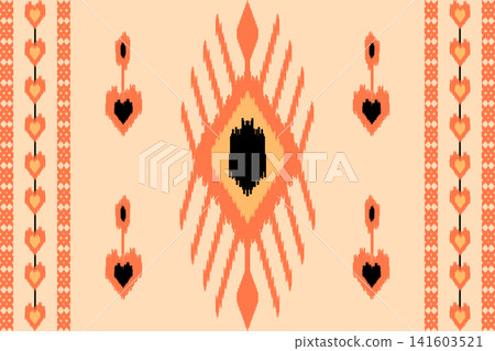 Uzbekistan ikat pattern. Uzbekistan fabric pattern design for background, wallpaper, textile, art, clothing, wrapping paper, scarf, carpet, print, Uzbek fabric Uzbekistan ikat pattern. Uzbekistan fabric pattern design for background, wallpaper, textile, art, clothing, wrapping paper, scarf, carpet, print, Uzbek fabric 141603521