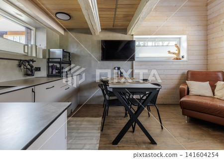 Modern Country House Kitchen and Dining Zone Interior Modern Country House Kitchen and Dining Zone Interior 141604254