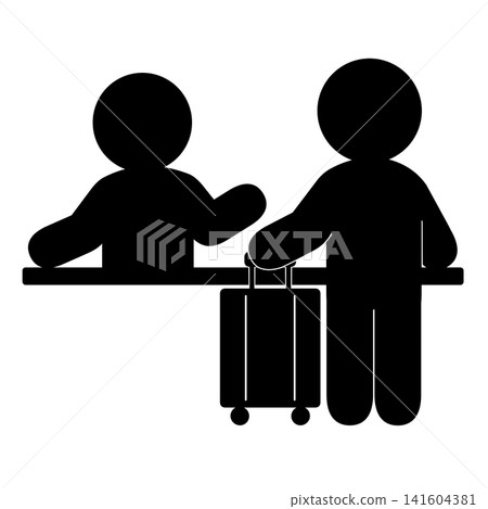 機場行李托運人圖示;報到櫃檯/登機流程圖示。 機場行李托運人圖示;報到櫃檯/登機流程圖示。 141604381