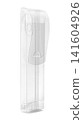 Blank transparent plastic box package mockup with hanger isolated on white background 141604926