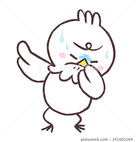 An illustration of a white bird pinching its nose. An illustration of a white bird pinching its nose. 141605264