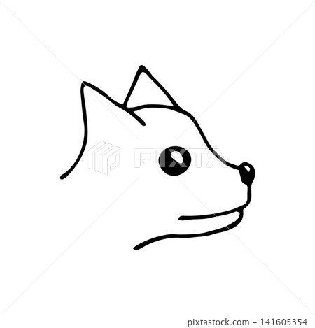Simple hand drawn vector sketch in black outline. Cartoon doodle dog head in profile isolated on white background. For labels, stickers, logos, veterinarians, pet stores. 141605354