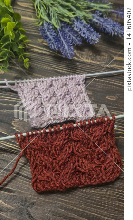 Colorful knitted fabric suitable for home decor, fashion or textile. pattern. Colorful knitted fabric suitable for home decor, fashion or textile. pattern. 141605402