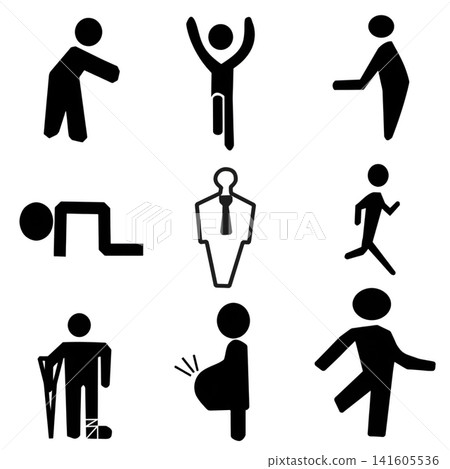 A set of pictograms in various poses A set of pictograms in various poses 141605536