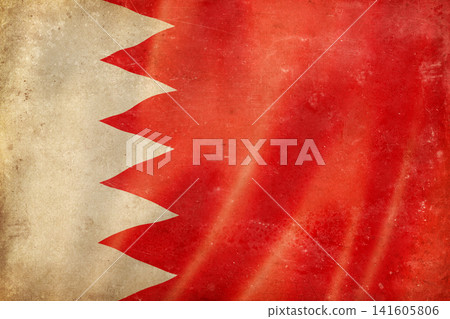 Old vintage flag of Bahrain, worn and stained Old vintage flag of Bahrain, worn and stained 141605806