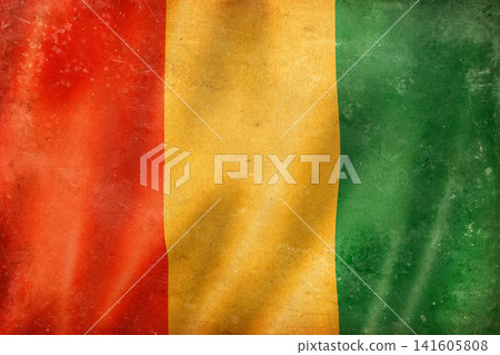 Old vintage flag of Guinea, worn and stained Old vintage flag of Guinea, worn and stained 141605808