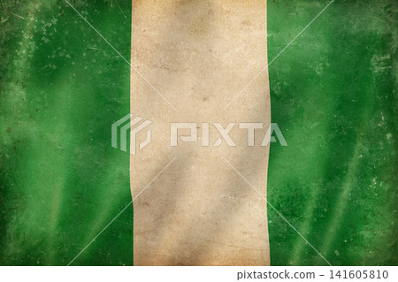 Old vintage flag of Nigeria, worn and stained Old vintage flag of Nigeria, worn and stained 141605810