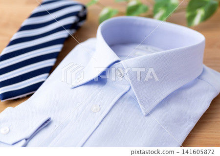 Blue regimental tie and dress shirt Blue regimental tie and dress shirt 141605872