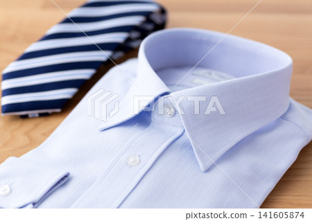 Blue regimental tie and dress shirt Blue regimental tie and dress shirt 141605874