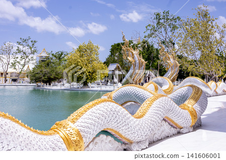 The Naga statue in Wat Phuttha Prommayan in Bang Kla district Chachoengsao province 141606001