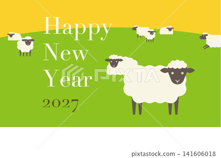 New Year's card 2027, Year of the Sheep - Happy New Year New Year's card 2027, Year of the Sheep - Happy New Year 141606018