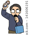 An otaku giving a speech with a figurine in his hand. 141606191