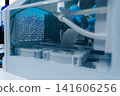 Close-up of semiconductor microchip on circuit board, motherboard processor for computer repair, hardware technology and chip manufacturing industry concept. 141606256