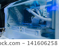 Close-up of semiconductor microchip on circuit board, motherboard processor for computer repair, hardware technology and chip manufacturing industry concept. 141606258