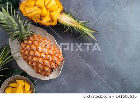 鳳梨 水果 熱帶 葉子 切片 fresh pineapple fruit パイナップル 鳳梨 水果 熱帶 葉子 切片 fresh pineapple fruit パイナップル 141606636