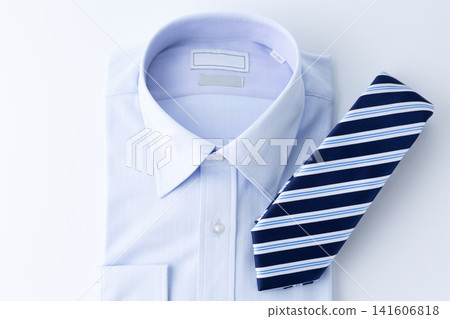 Blue regimental tie and dress shirt Blue regimental tie and dress shirt 141606818