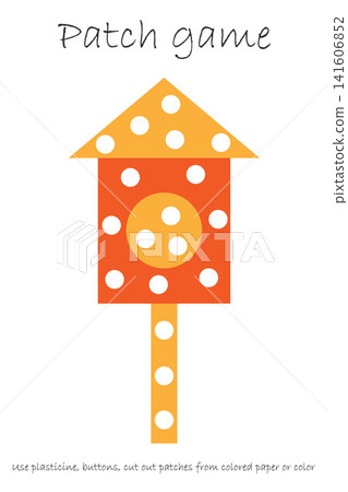 Education Patch game nesting box for children to develop motor skills, use plasticine patches, buttons, colored paper or color page, kids preschool activity, printable worksheet, vector illustration Education Patch game nesting box for children to develop motor skills, use plasticine patches, buttons, colored paper or color page, kids preschool activity, printable worksheet, vector illustration 141606852