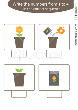 Visual game with garden pictures for kids, educational task for the development of logical thinking, preschool worksheet activity, write numbers, vector illustration Visual game with garden pictures for kids, educational task for the development of logical thinking, preschool worksheet activity, write numbers, vector illustration 141606856