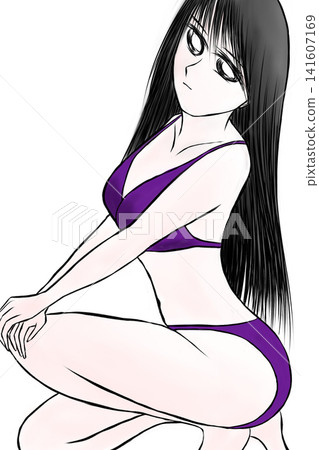 身穿紫色比基尼的女子 身穿紫色比基尼的女子 141607169